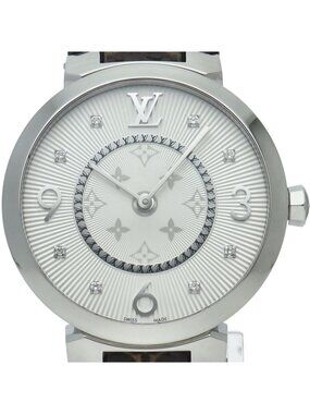 Louis Vuitton Tambour Monogram Watch 33 Diamond 2 SS Leather